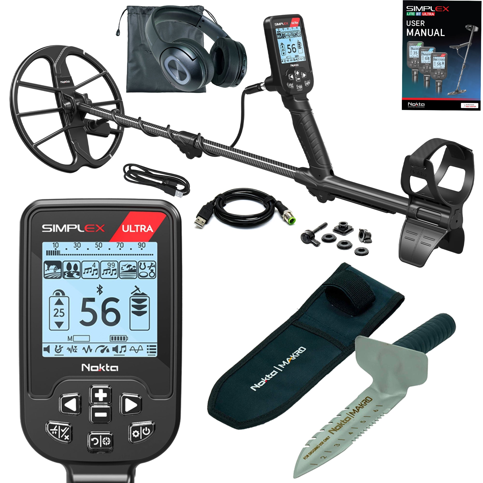 Nokta Simplex Ultra WHP Waterproof Detector with 11″ Coil & Wireless Headphones Starter Package