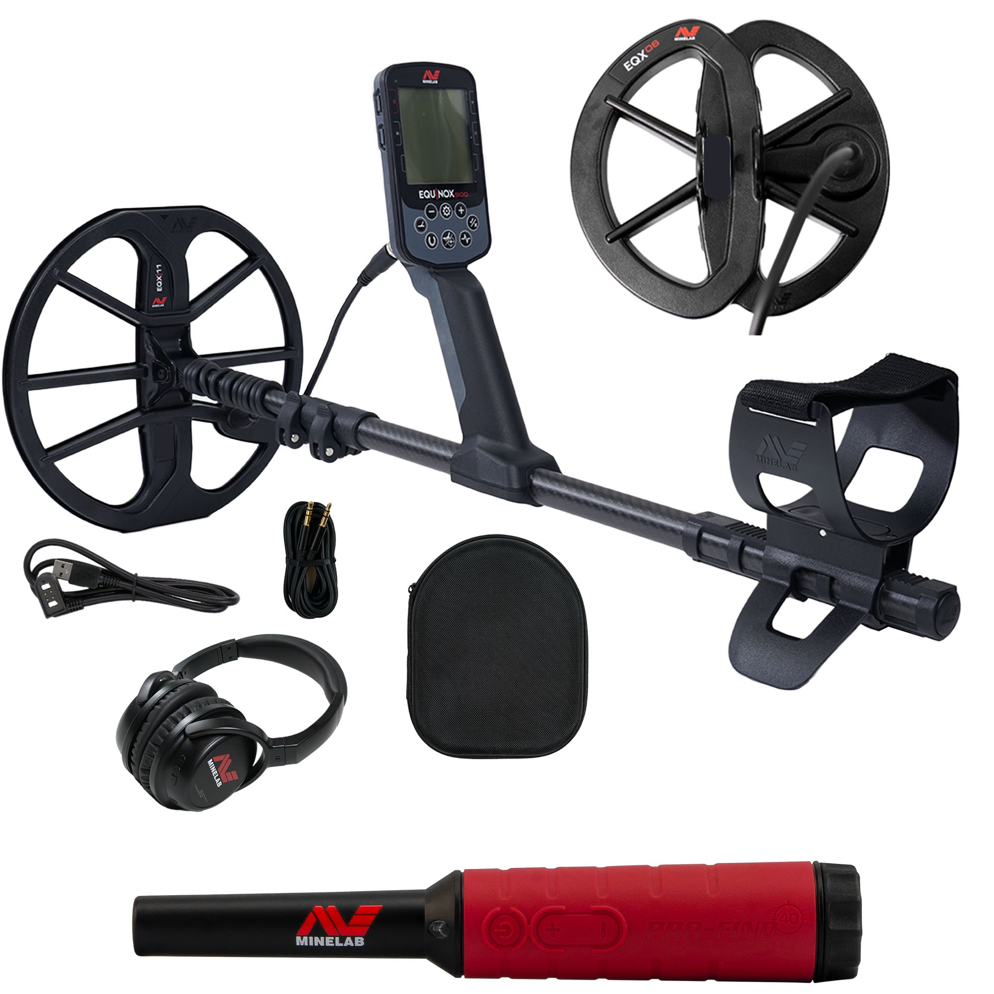 Minelab EQUINOX 900 Multi-IQ Metal Detector with 11" and 6" Coils and Pro-Find 40