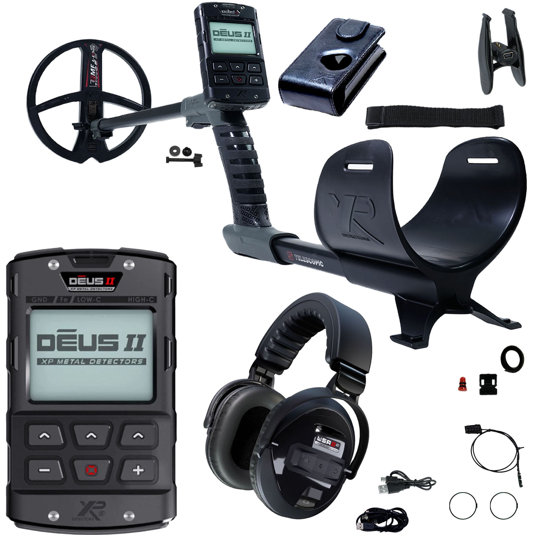 XP DEUS II Fast Multi Frequency RC Metal Detector with 9" FMF Search Coil AND WSA II-XL Headphones