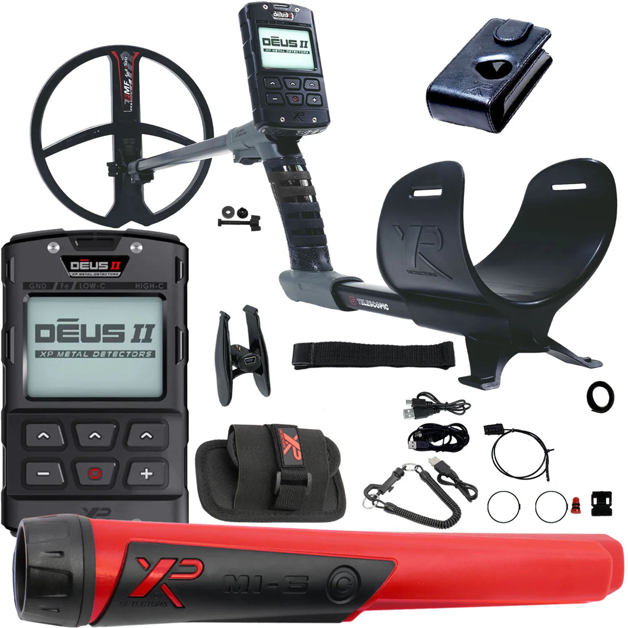 XP DEUS II Fast Multi Frequency RC Metal Detector with 11" FMF Search Coil Pro Package