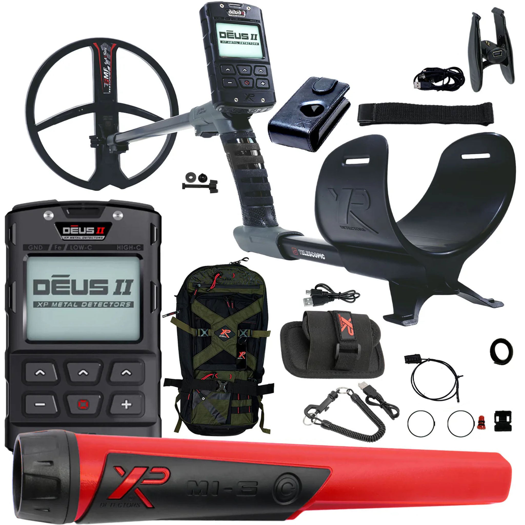 XP DEUS II Fast Multi Frequency RC Metal Detector with 11" FMF Search Coil - Complete Package
