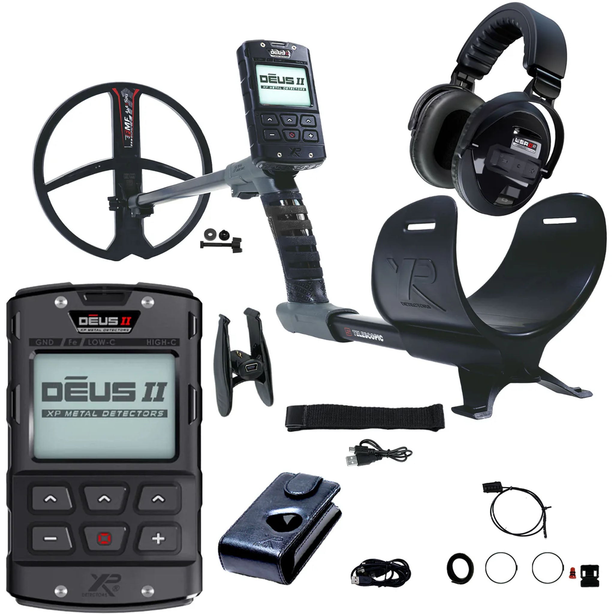 XP DEUS II Fast Multi Frequency RC Metal Detector with 11" FMF Search Coil AND WSAII-XL Headphones