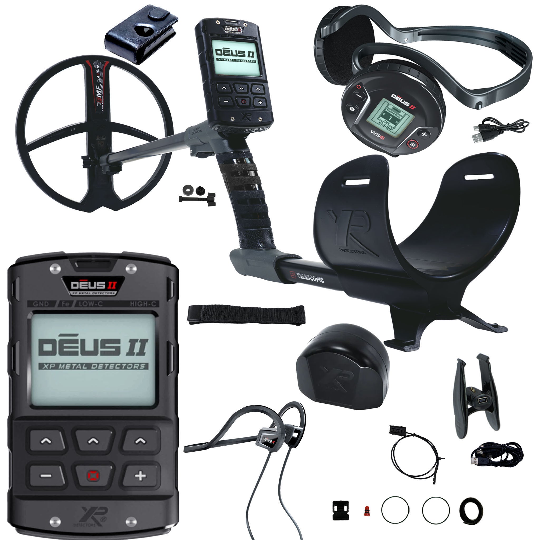 XP DEUS II Fast Multi Frequency RC + WS6 Metal Detector with 11" FMF Search Coil Dive Package