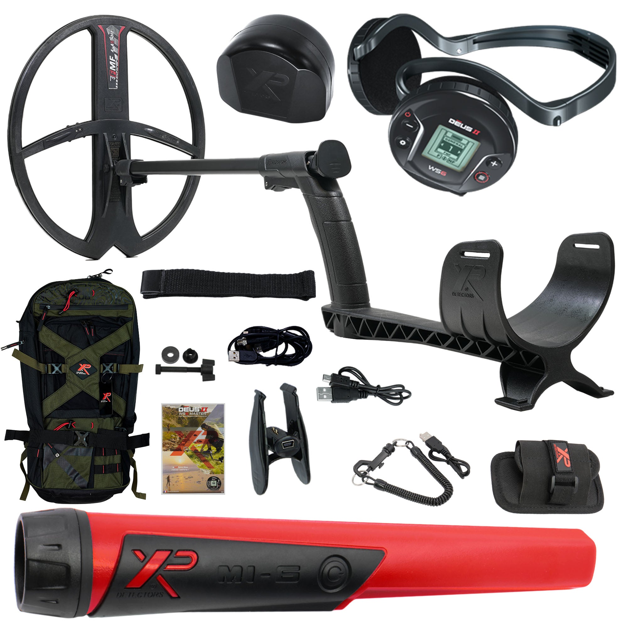 XP DEUS II WS6 Master Fast Multi Frequency Metal Detector w/ 13 x 11" FMF Search Coil - Complete Package
