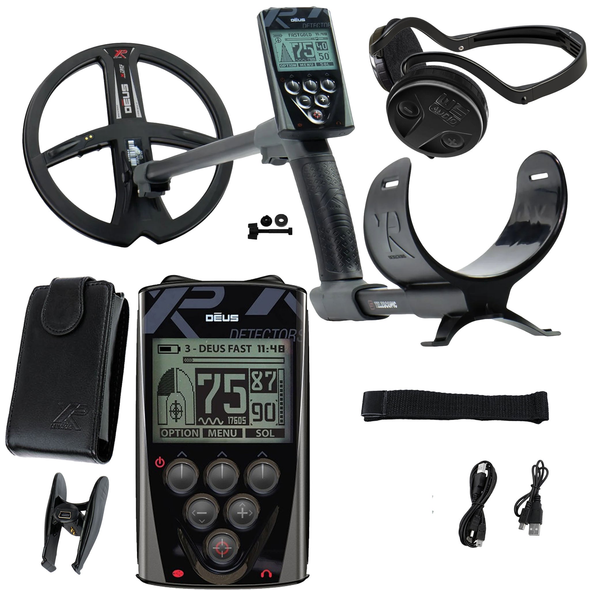 XP Deus Metal Detector with WS4 Wireless Headphones, Remote, 11” X35 Search Coil (Open Box)
