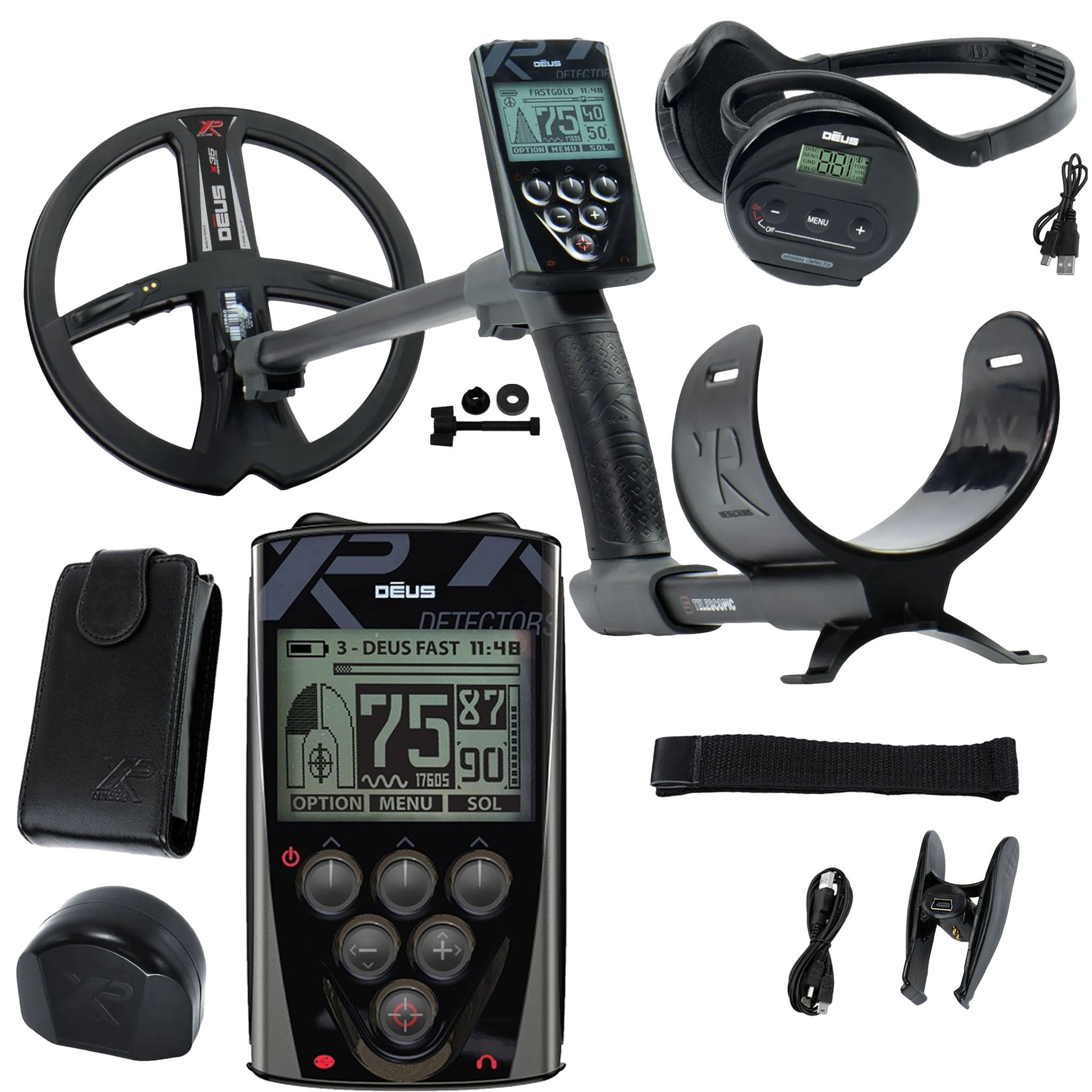 XP Deus Metal Detector with WS4 Wireless Headphones, Remote, 11” X35 Search Coil