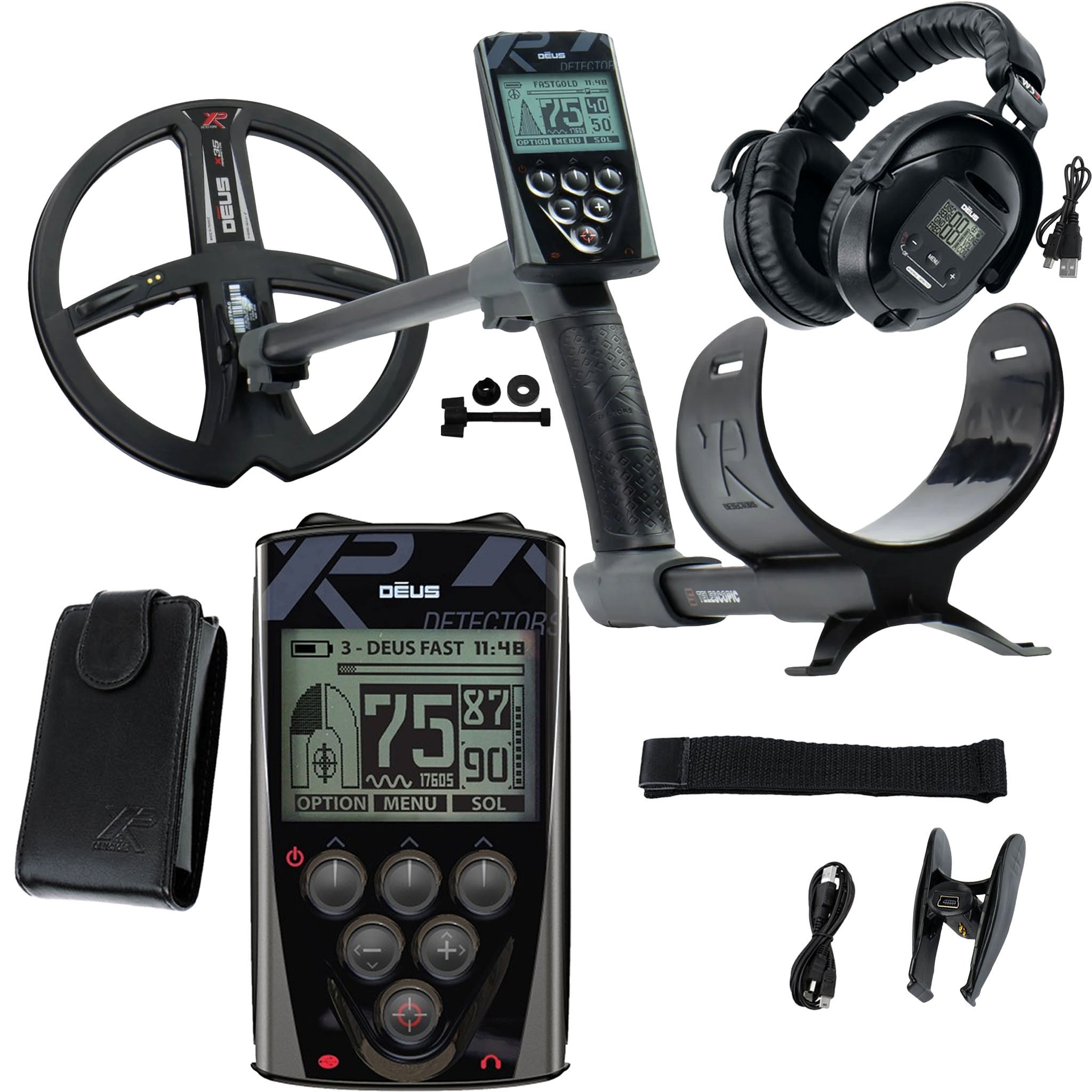 XP Deus Metal Detector w/ WS5 Wireless Headphones, Remote, 11” X35 Search Coil (Open Box)
