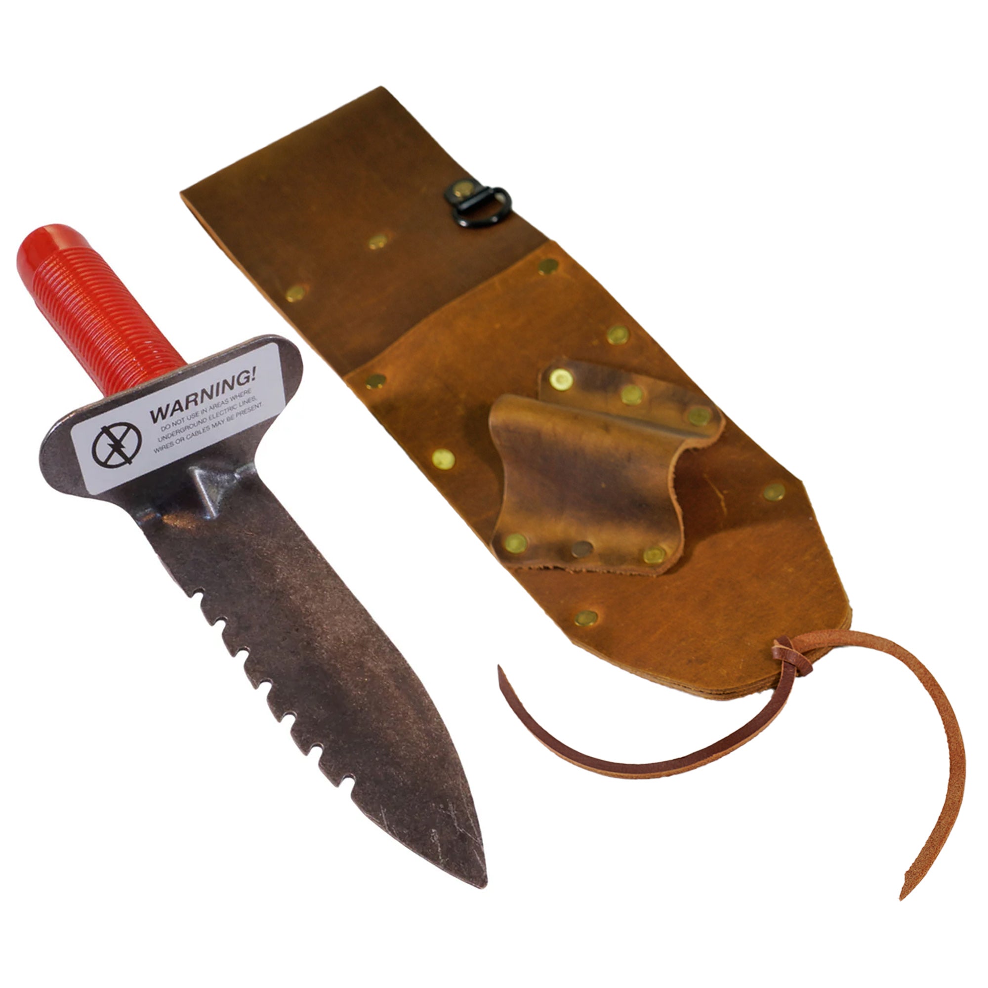 Brown Leather Sheath LEFT Sided & Lesche Digging Tool RIGHT Serrated