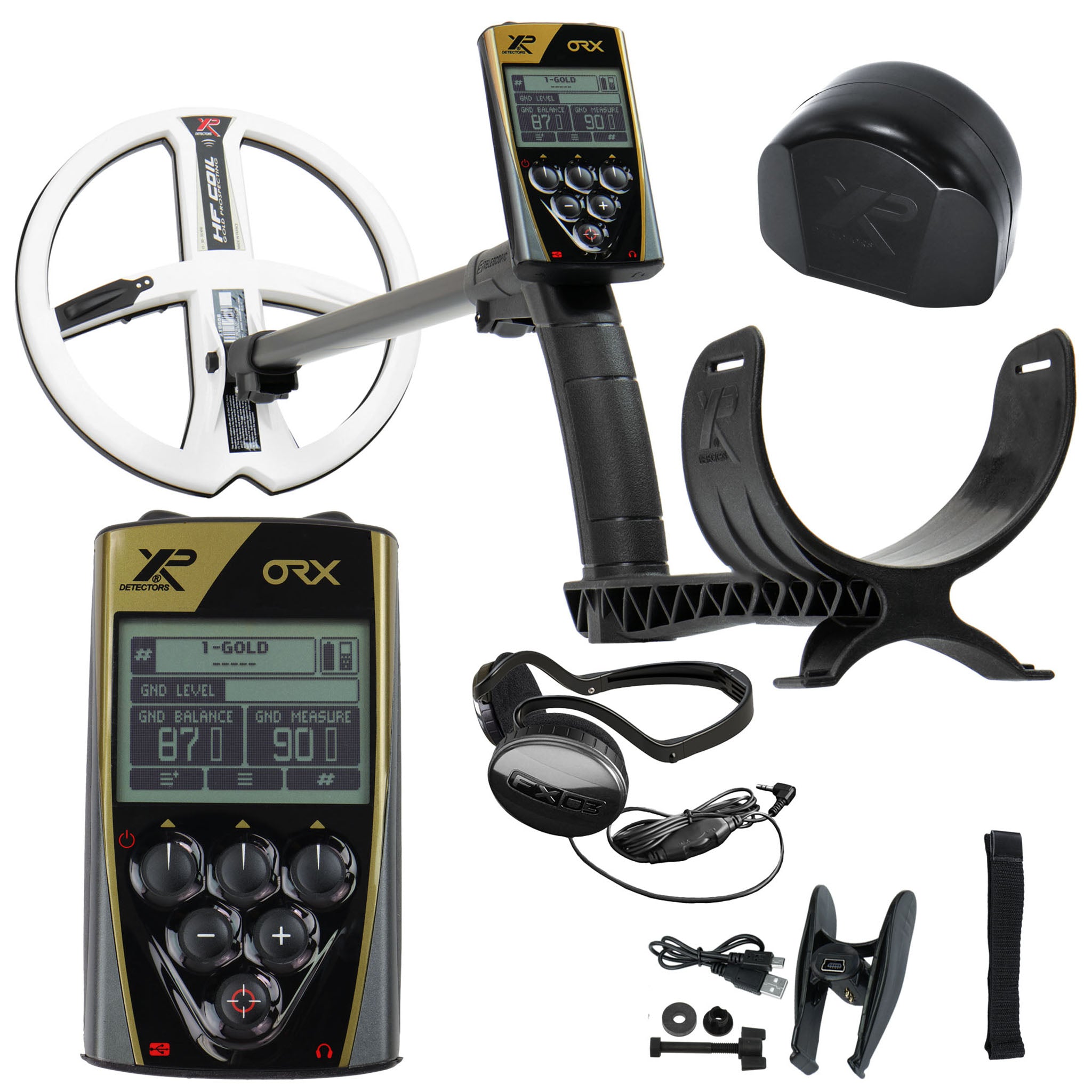 XP ORX Wireless Metal Detector with Back-lit Display, FX 03 Wired Headphones, and 9" X35 Search Coil