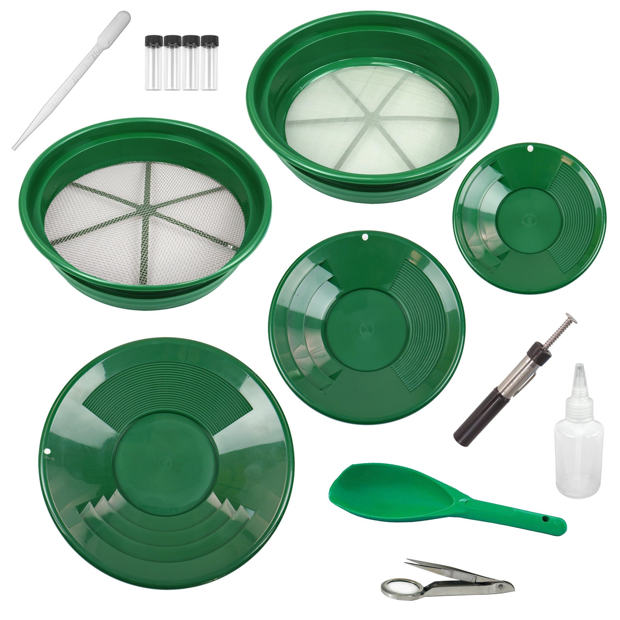 TerraX Gold Panning Kit with Classifiers – 1/2” & 1/8”, Pans, and Prospecting Accessories