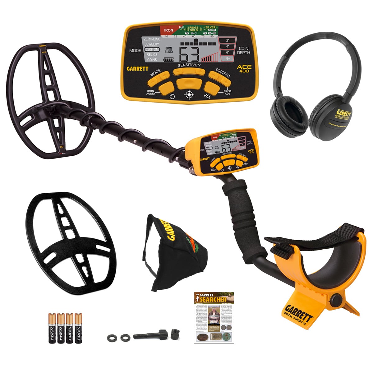 Garrett ACE 400 Metal Detector with Waterproof Coil and Carry Bag