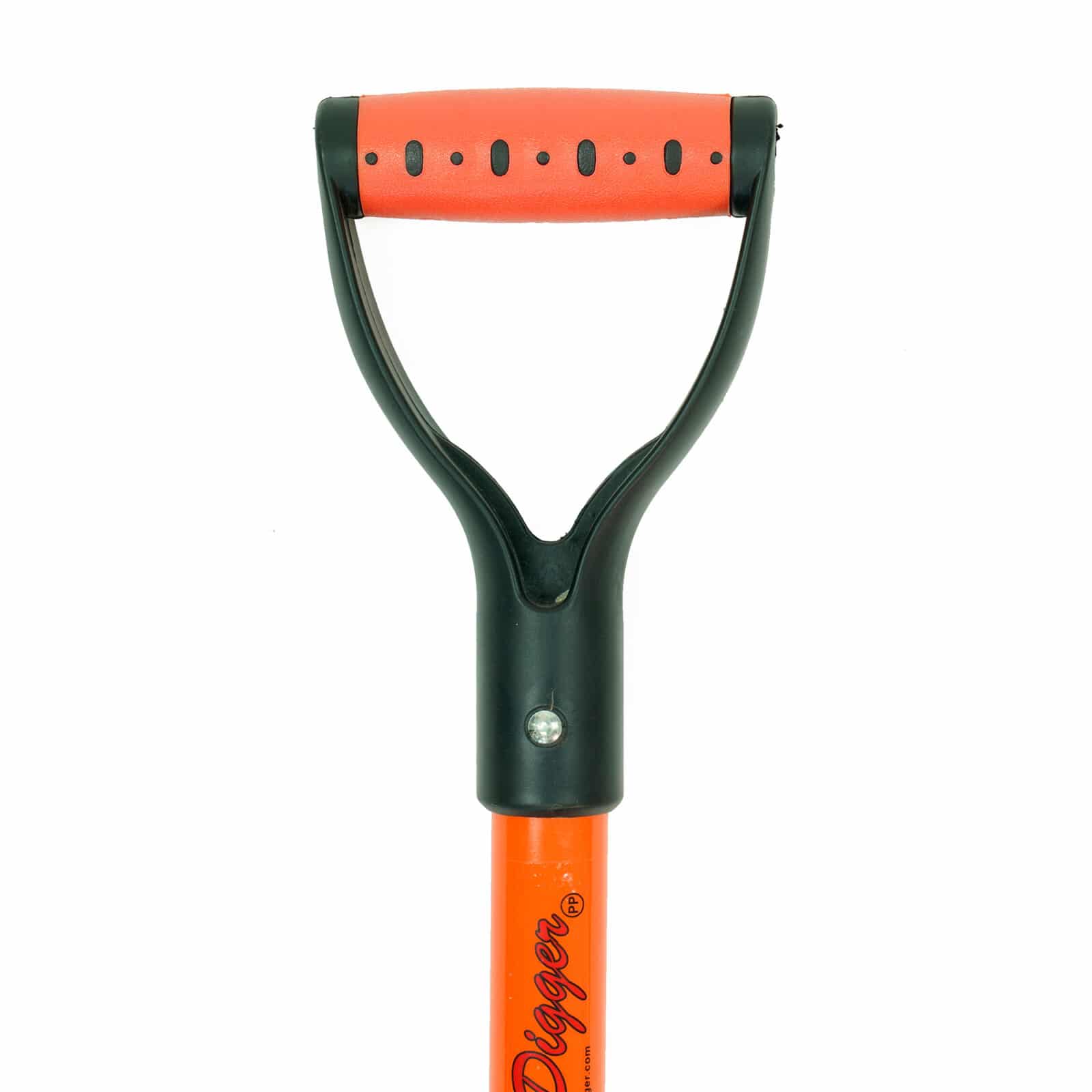 Handle of the Lil' digger shovel showing a close up of the grip