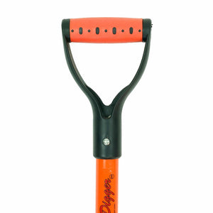 Handle of the Lil' digger shovel showing a close up of the grip