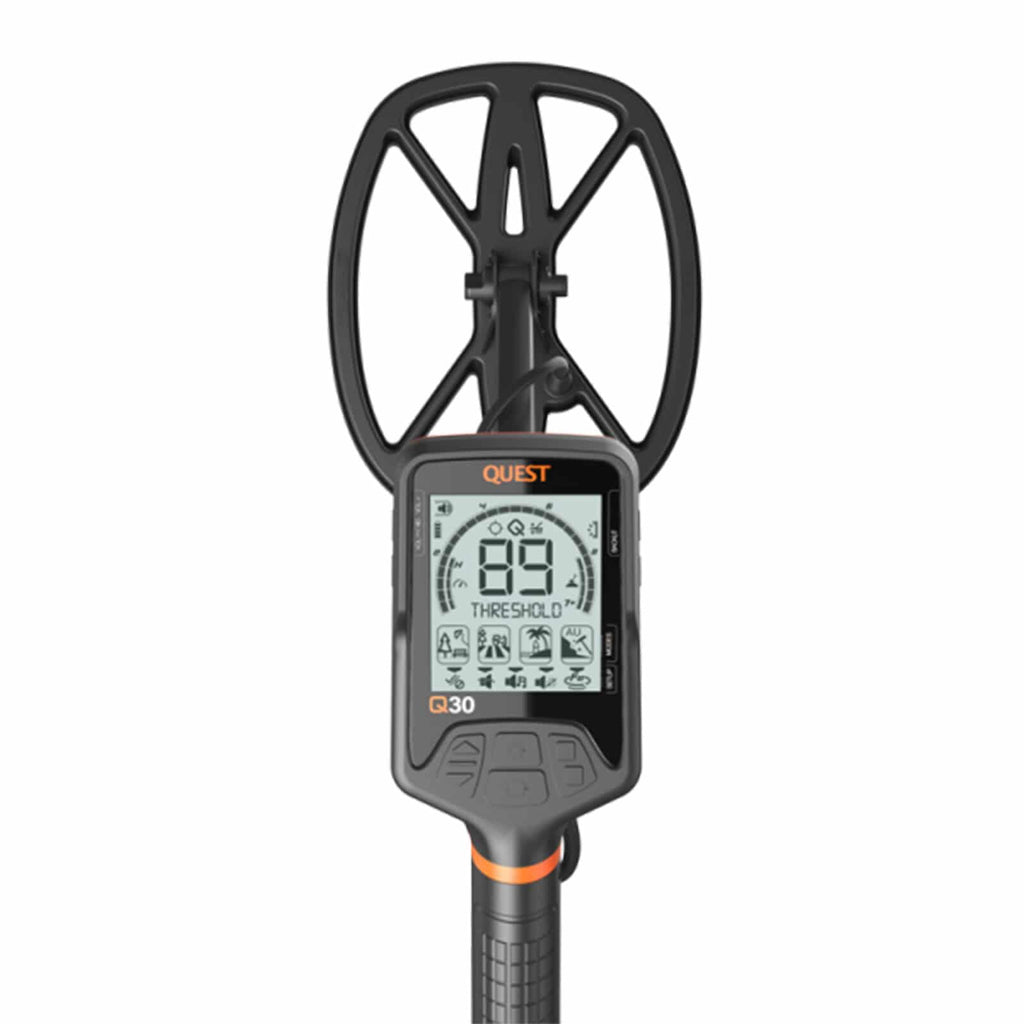 Quest Q30 Metal Detector with RaptorX TurboD 9