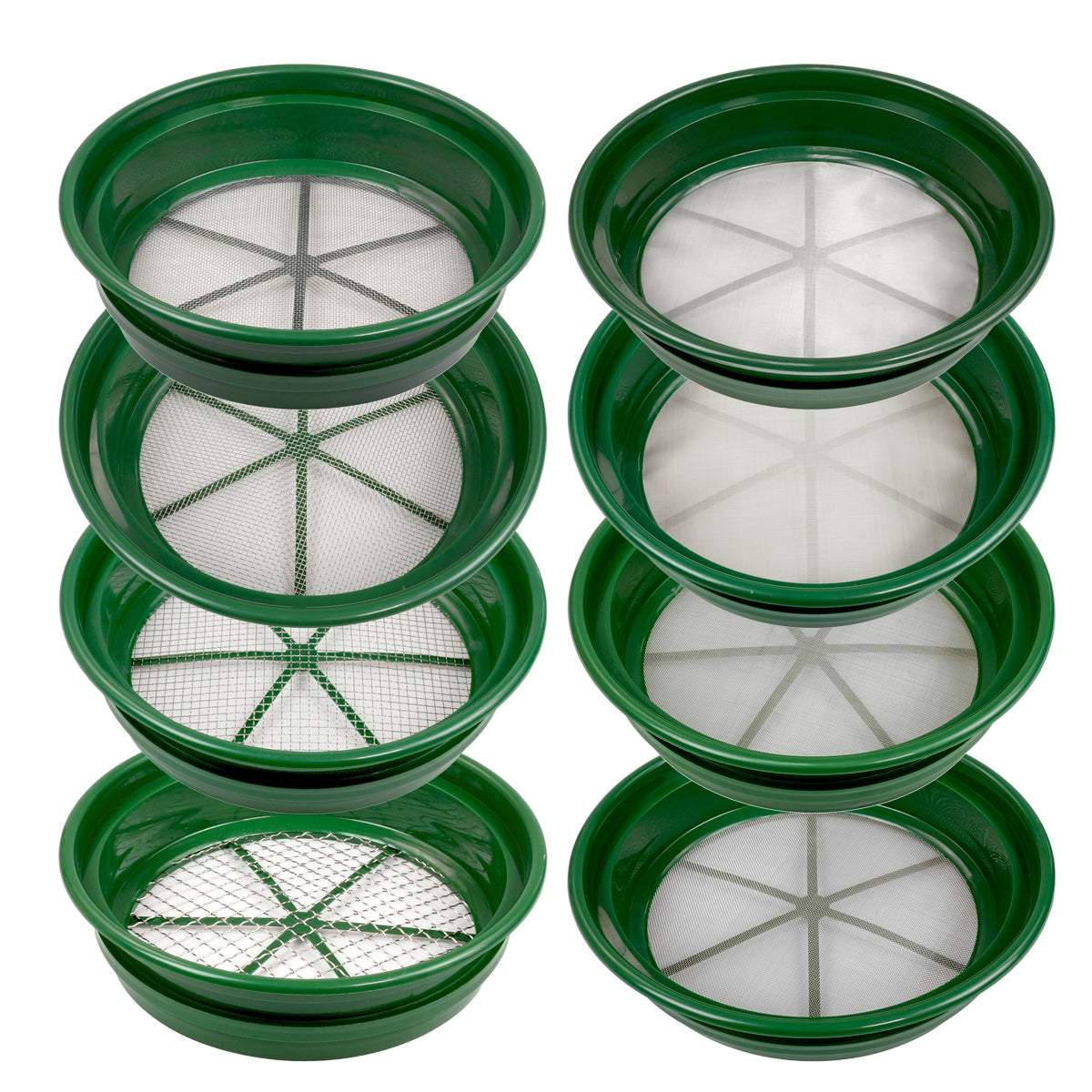 TerraX 8-Piece Green Plastic Gold Classifier Set – Stackable Mesh Sizes for Precision Sifting