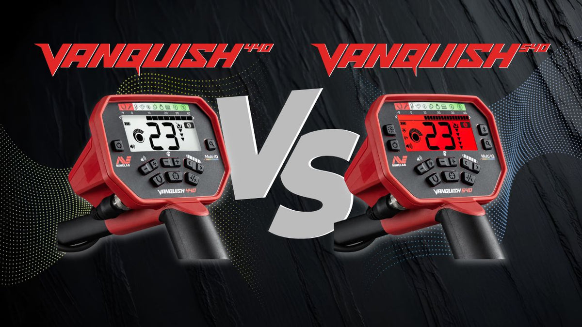 Minelab Vanquish 440 vs 540 metal detector comparison graphic