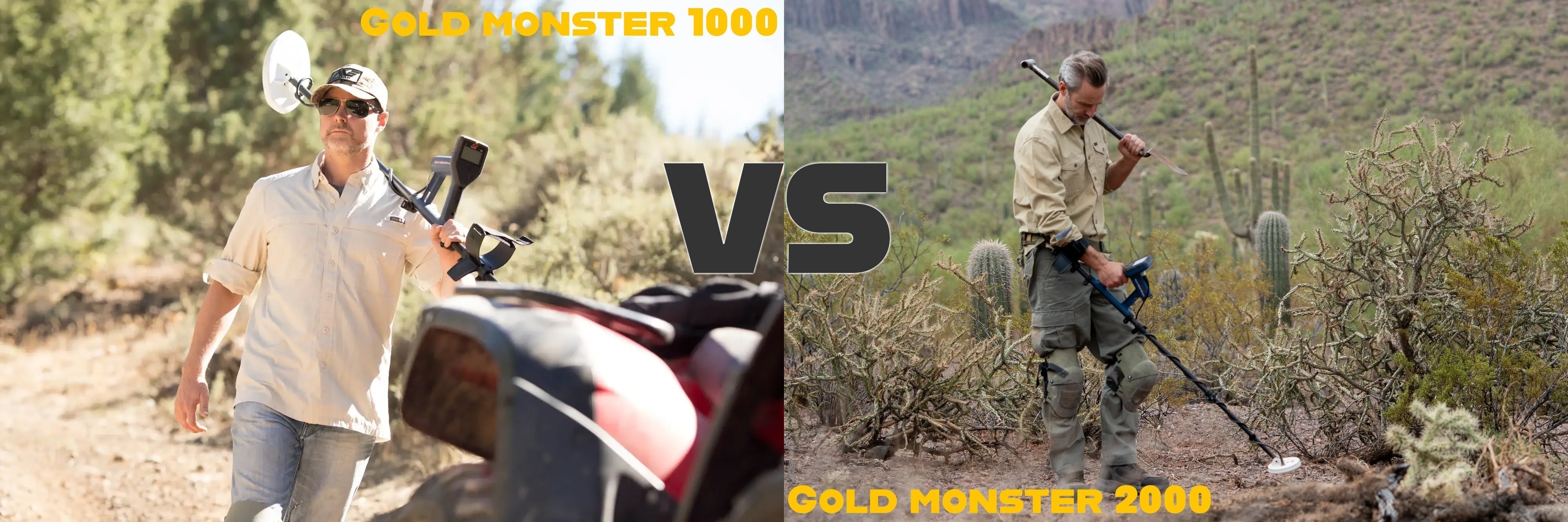 Side-by-side comparison of Minelab Gold Monster 1000 and Gold Monster 2000