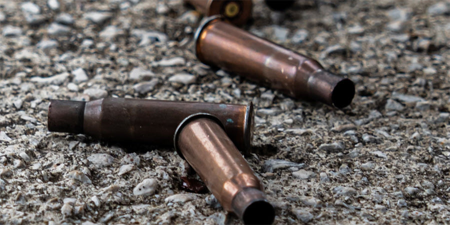 Spent brass shell casings on the ground, a common metal detecting find