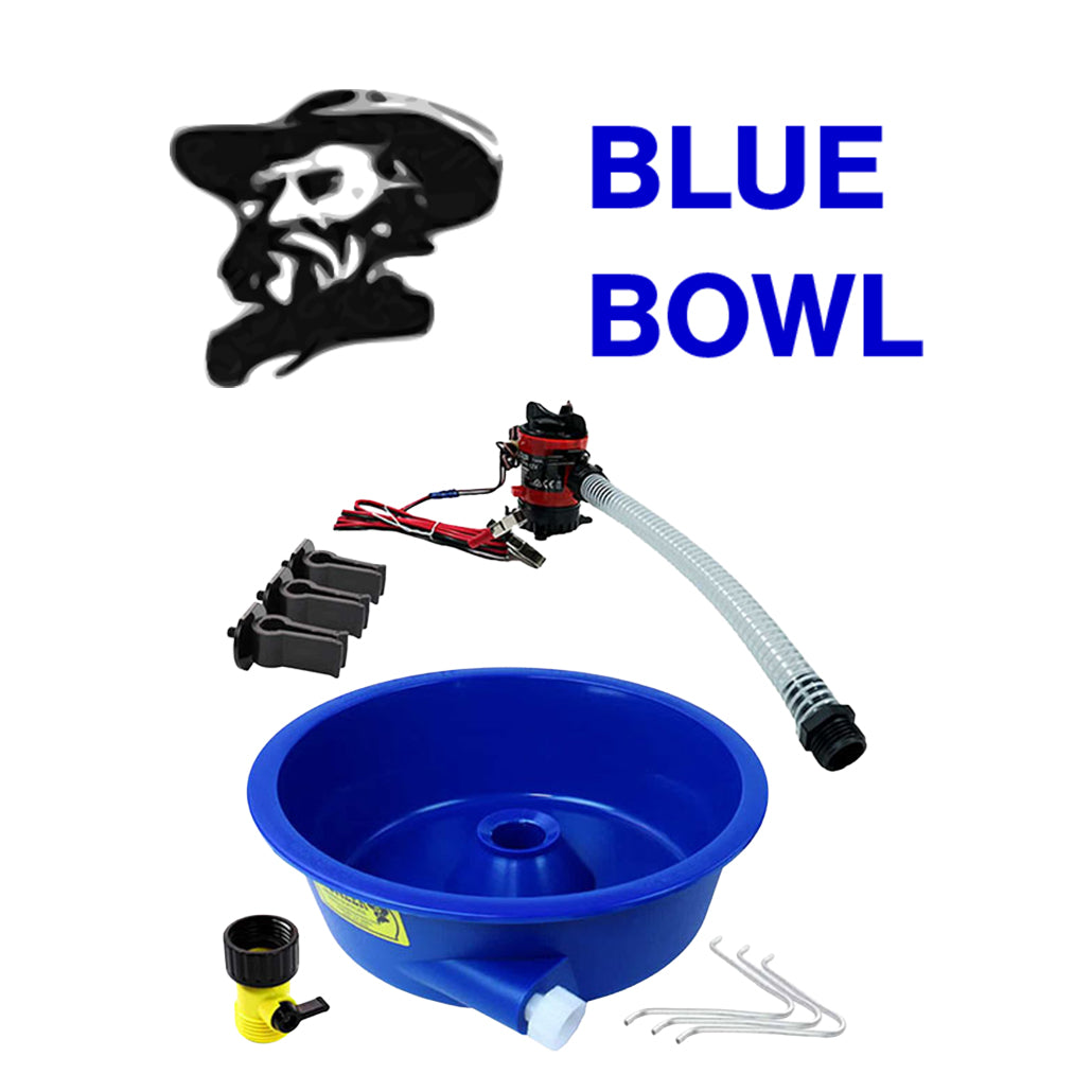 Blue Bowl concentrator Kit with pump, wire legs, and leg levelers under Blue Bowl logo