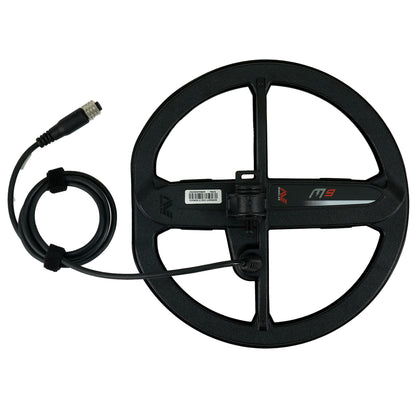 Minelab M9 waterproof coil showing elliptical DD configuration design