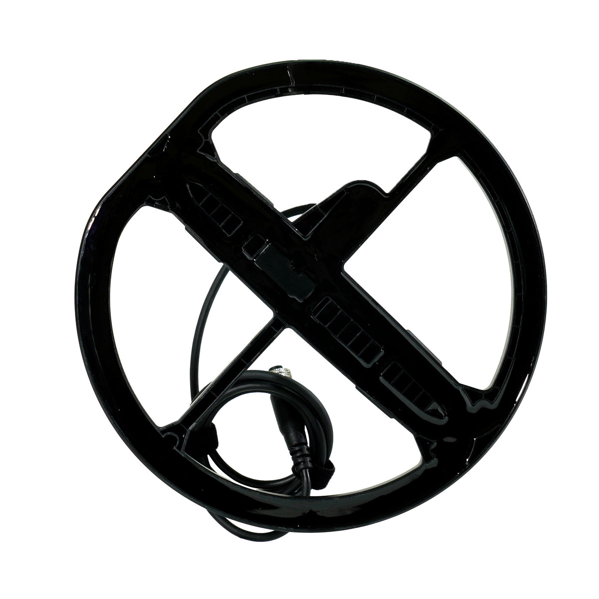 Minelab M9 waterproof coil underside showing round Double-D configuration