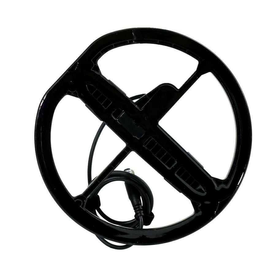 Minelab M9 waterproof coil underside showing round Double-D configuration