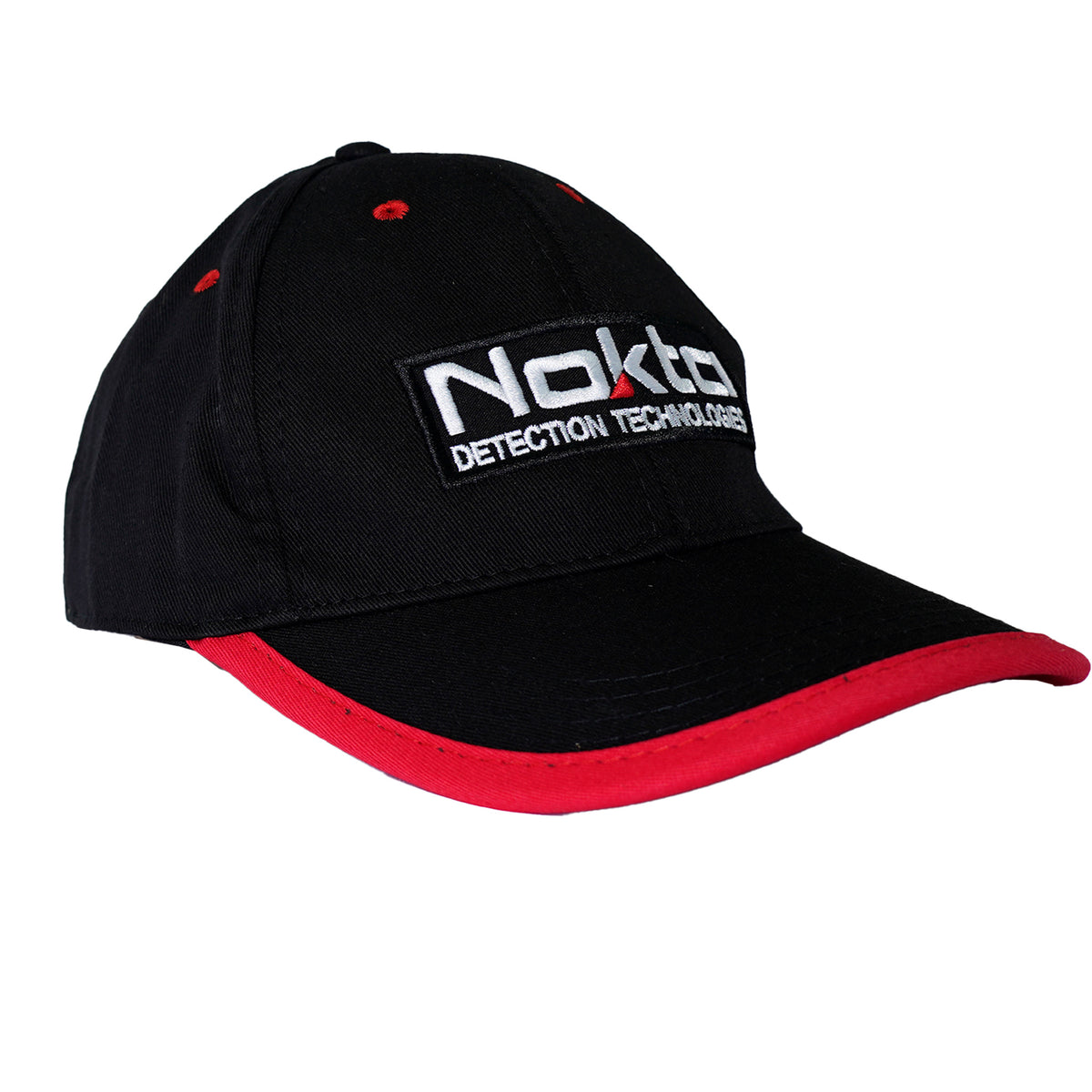Side view of Nokta black cap displaying smooth finish and construction quality