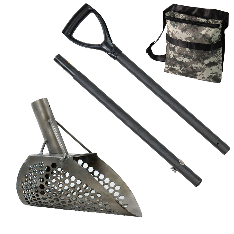 Loch Ness Mini scoop with carbon fiber handle and camo finds pouch