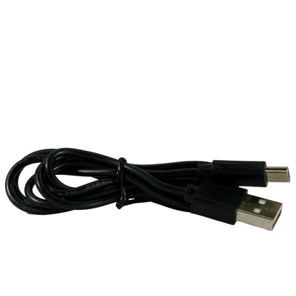 Black USB cable with connectors on a white background
