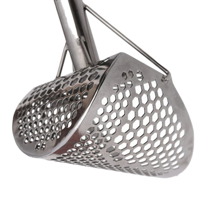 CooB 9" x 6.25" Stainless Steel Sand Scoop with Mixed Hexagon Holes