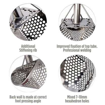 CooB 9" x 6.25" Stainless Steel Sand Scoop with Mixed Hexagon Holes