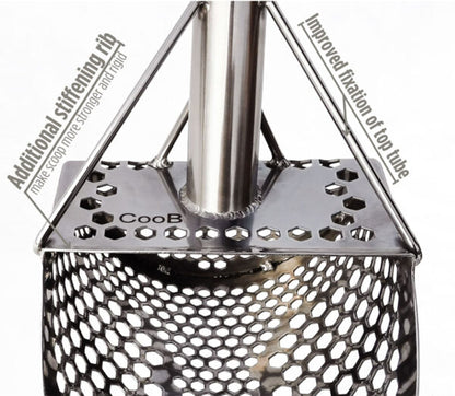 CooB 9" x 6.25" Stainless Steel Sand Scoop with Mixed Hexagon Holes
