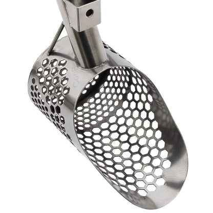 CooB 7.85" x 4.75" Stainless Steel Sand Scoop with Mixed Hexagon Holes