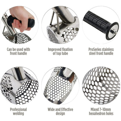 CooB 7.85" x 4.75" Stainless Steel Sand Scoop with Mixed Hexagon Holes
