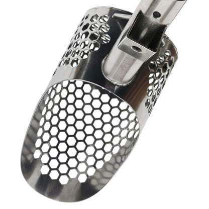 CooB 7.85" x 4.75" Stainless Steel Sand Scoop with Mixed Hexagon Holes