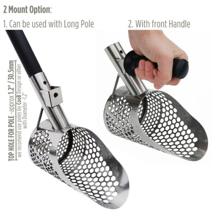 CooB 7.85" x 4.75" Stainless Steel Sand Scoop with Mixed Hexagon Holes