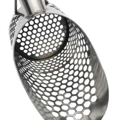 CooB 7.85" x 4.75" Stainless Steel Sand Scoop with Mixed Hexagon Holes