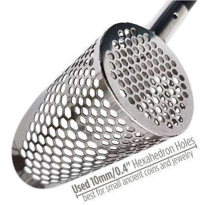 CooB 7.85" x 4.75" Stainless Steel Sand Scoop with Mixed Hexagon Holes