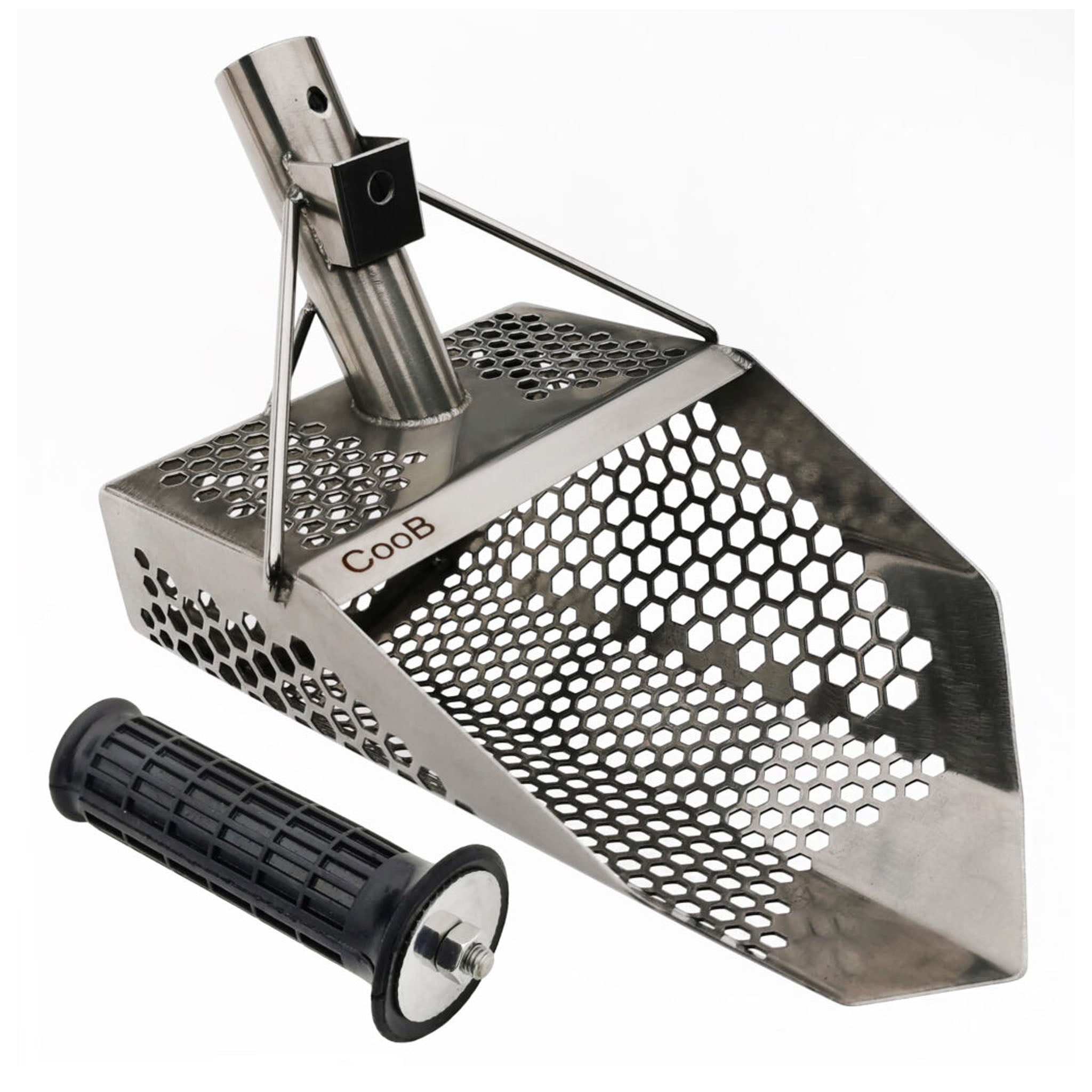 CooB 11.5" x 7" Stainless Steel Sand Scoop - Hexagon Holes