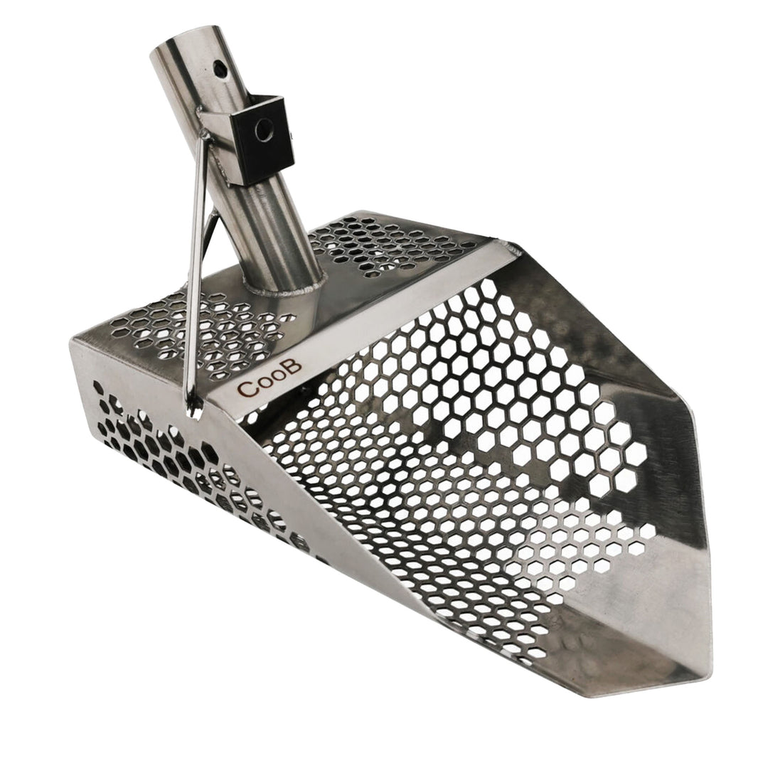 CooB Shark 710 11.5" x 7" Stainless Steel Sand Scoop, Mixed Hexagon Holes