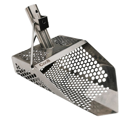 CooB Shark 710 11.5" x 7" Stainless Steel Sand Scoop, Mixed Hexagon Holes