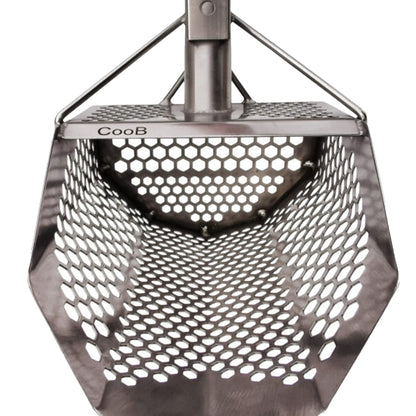 CooB Shark 710 11.5" x 7" Stainless Steel Sand Scoop, Mixed Hexagon Holes
