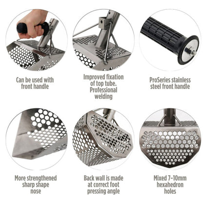 CooB Shark 710 11.5" x 7" Stainless Steel Sand Scoop, Mixed Hexagon Holes