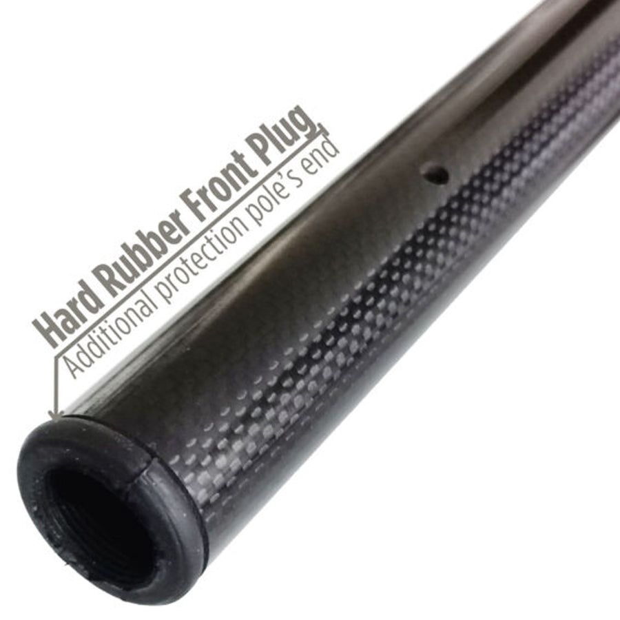 A close-up view shows the hard rubber front plug for extra protection.