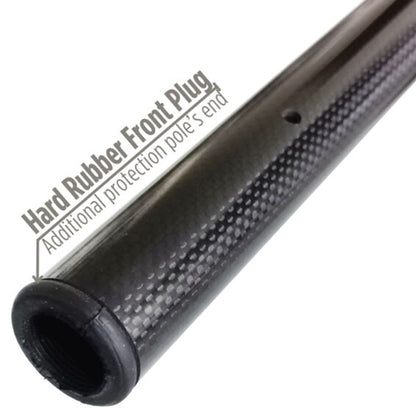 Hard rubber front plug with carbon fiber texture on a white background.