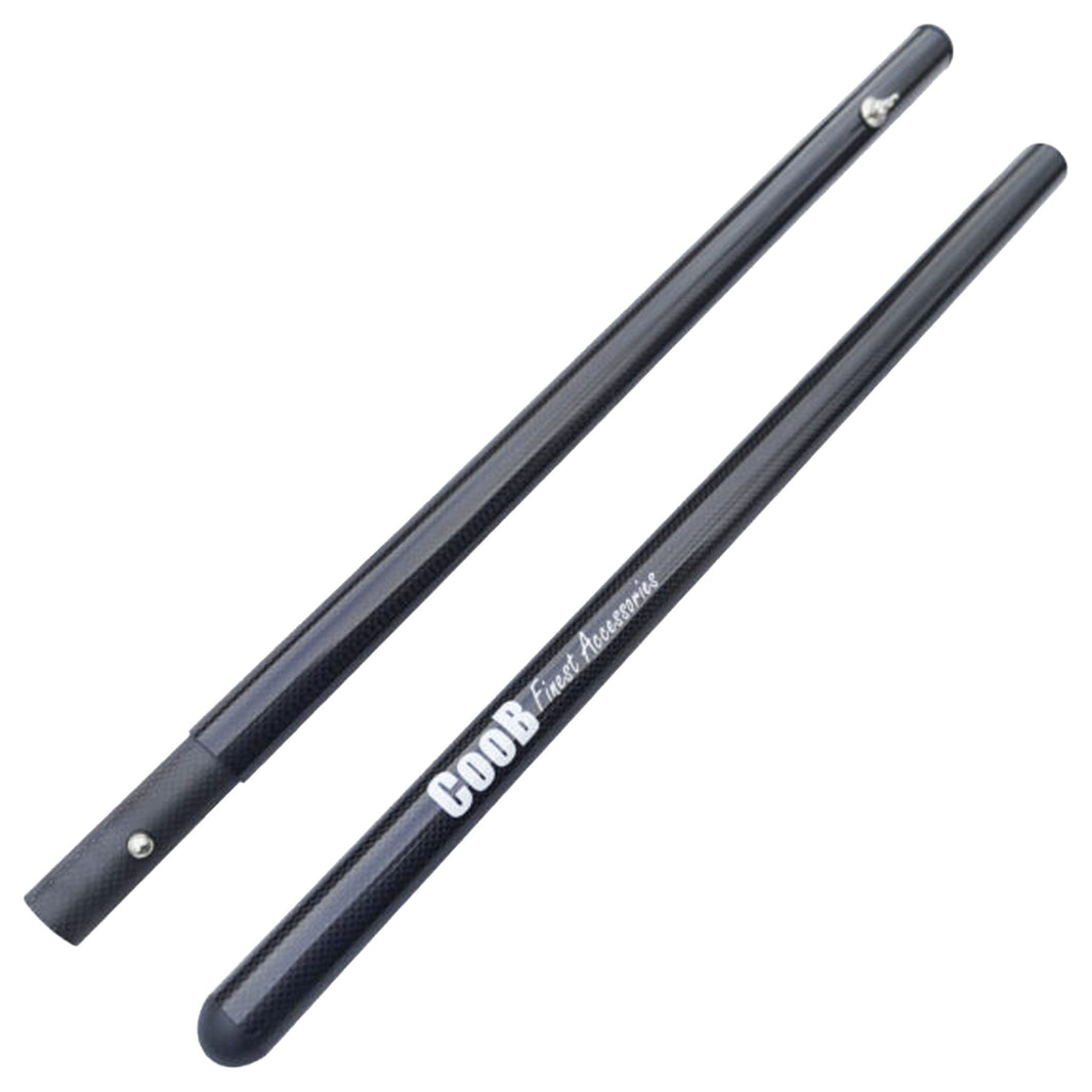 The CooB Light and Strong Travel Carbon Fiber Pole Handle disassembled into two segments. 