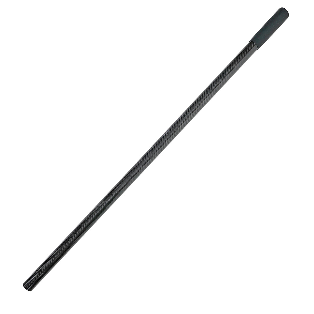 A long black carbon fiber replacement scoop pole with a textured grip on one end, shown diagonally on a white background.