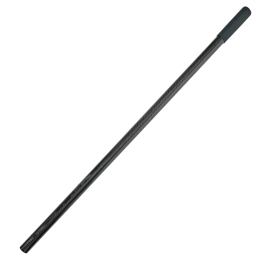 A long black carbon fiber replacement scoop pole with a textured grip on one end, shown diagonally on a white background.