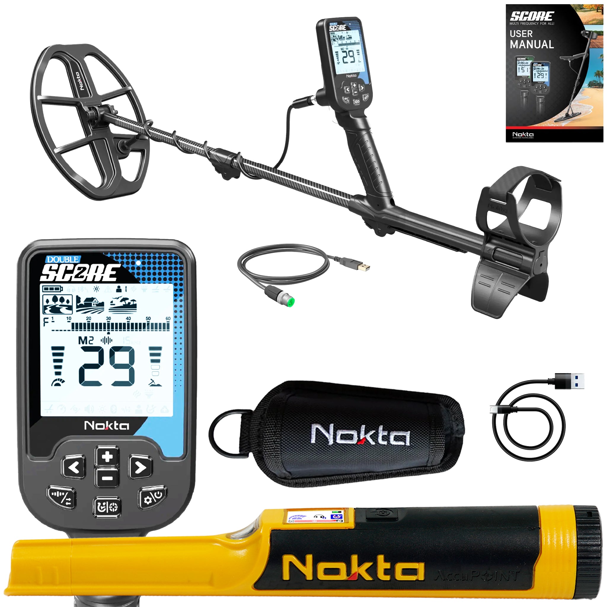 Nokta Double Score (Score 2) SMF Waterproof Metal Detector Pro Package