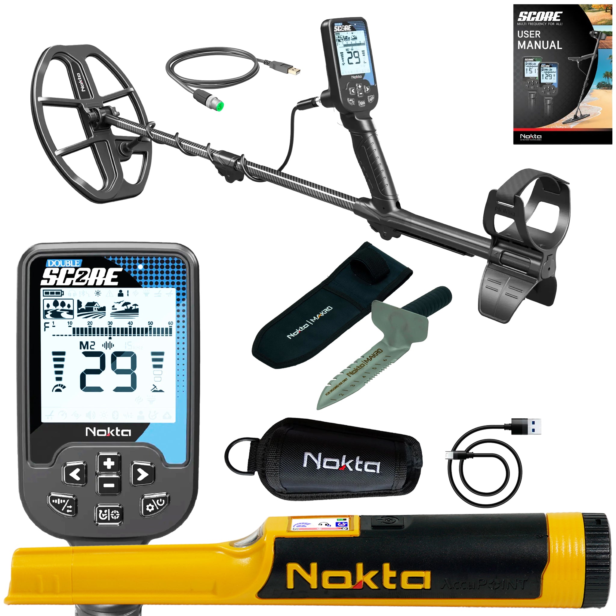 Nokta Double Score (Score 2) SMF Waterproof Metal Detector Complete Package